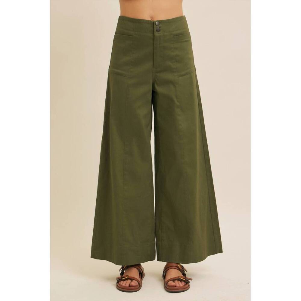 NEW IN FEBRUARY melissa stretchy wide leg pant in olive